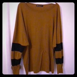 Allegra K Oversized Tunic Blouse w/ Stripes